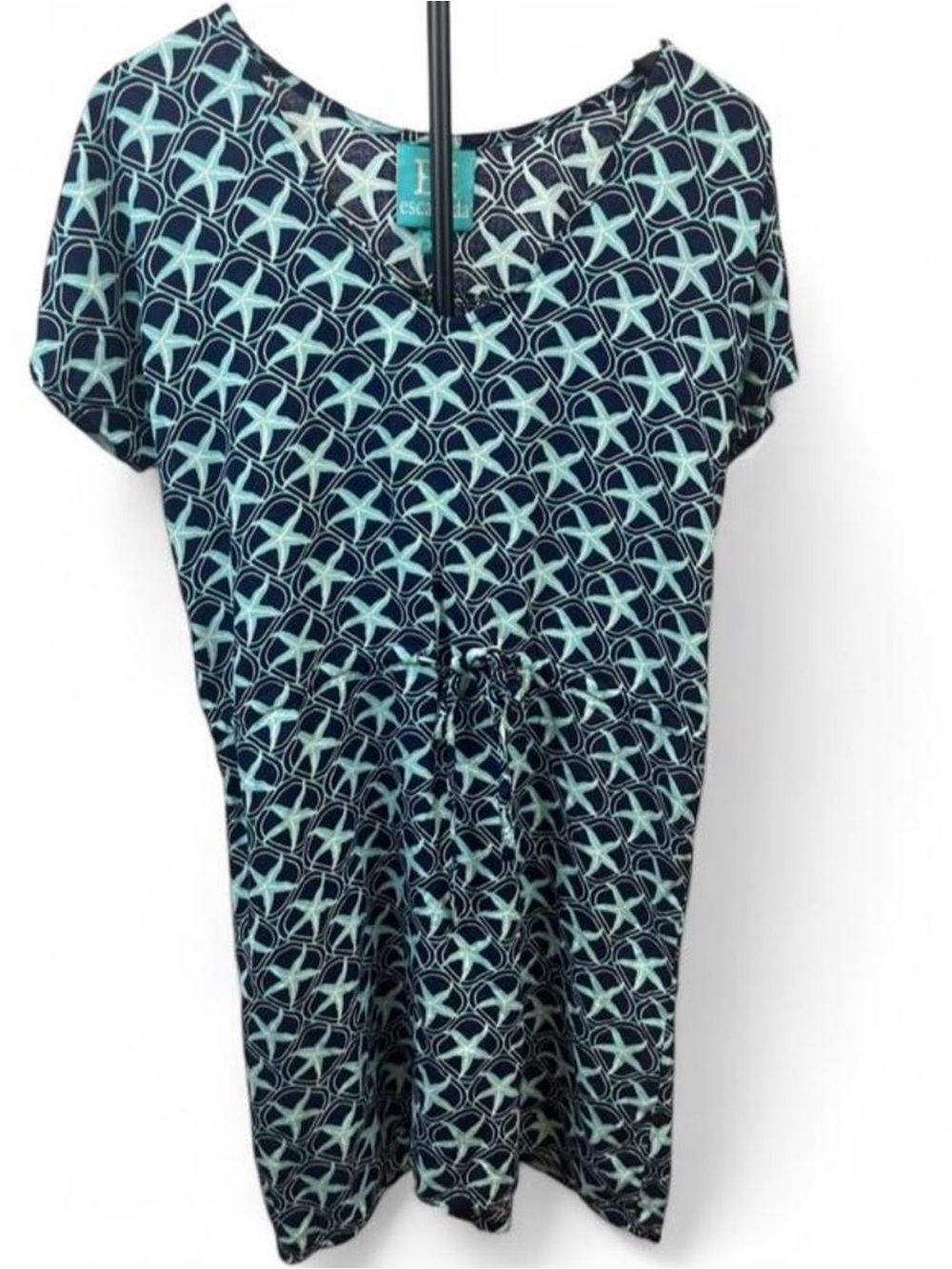 escapada Navy and Aqua Geometric Print Dress